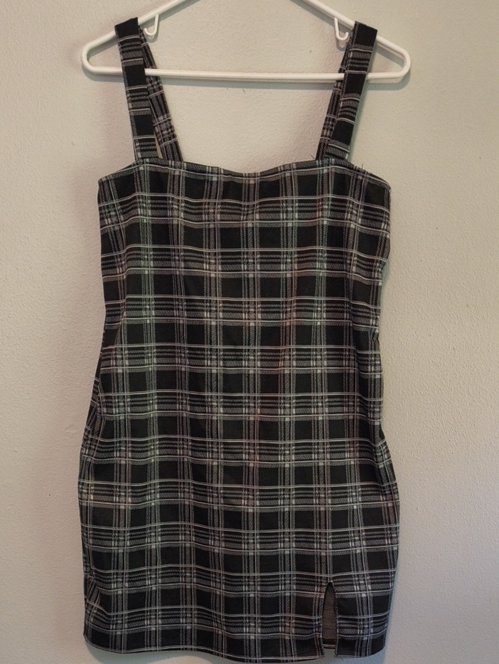 Forever 21 Black & White Plaid Square-Neck Mini Dress